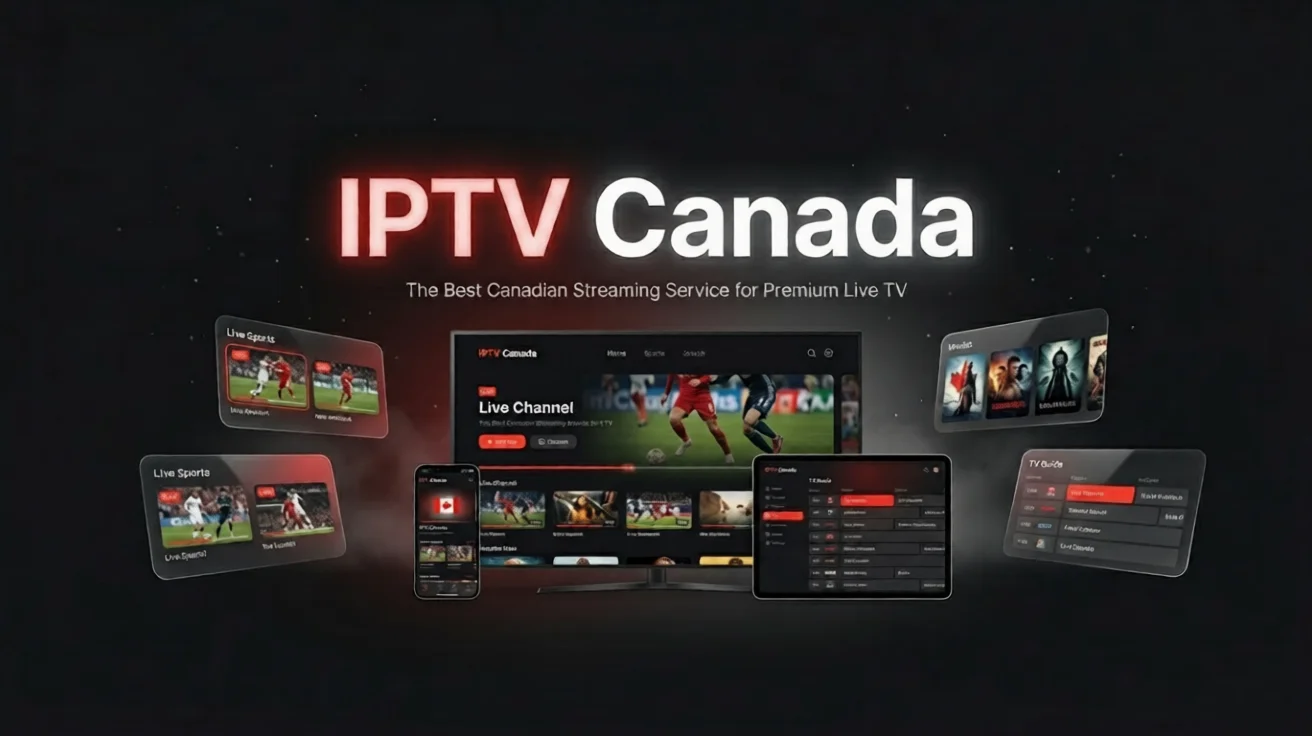 IPTV Canada streaming on Smart TV, mobile phone, tablet and laptop with 4K live channels and VOD